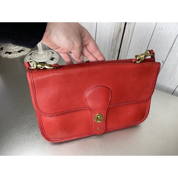 Vintage COACH Bonnie Cashin Double Turnlock Twin Clutch Shoulder Bag RED *RARE* - Picture 5 of 13
